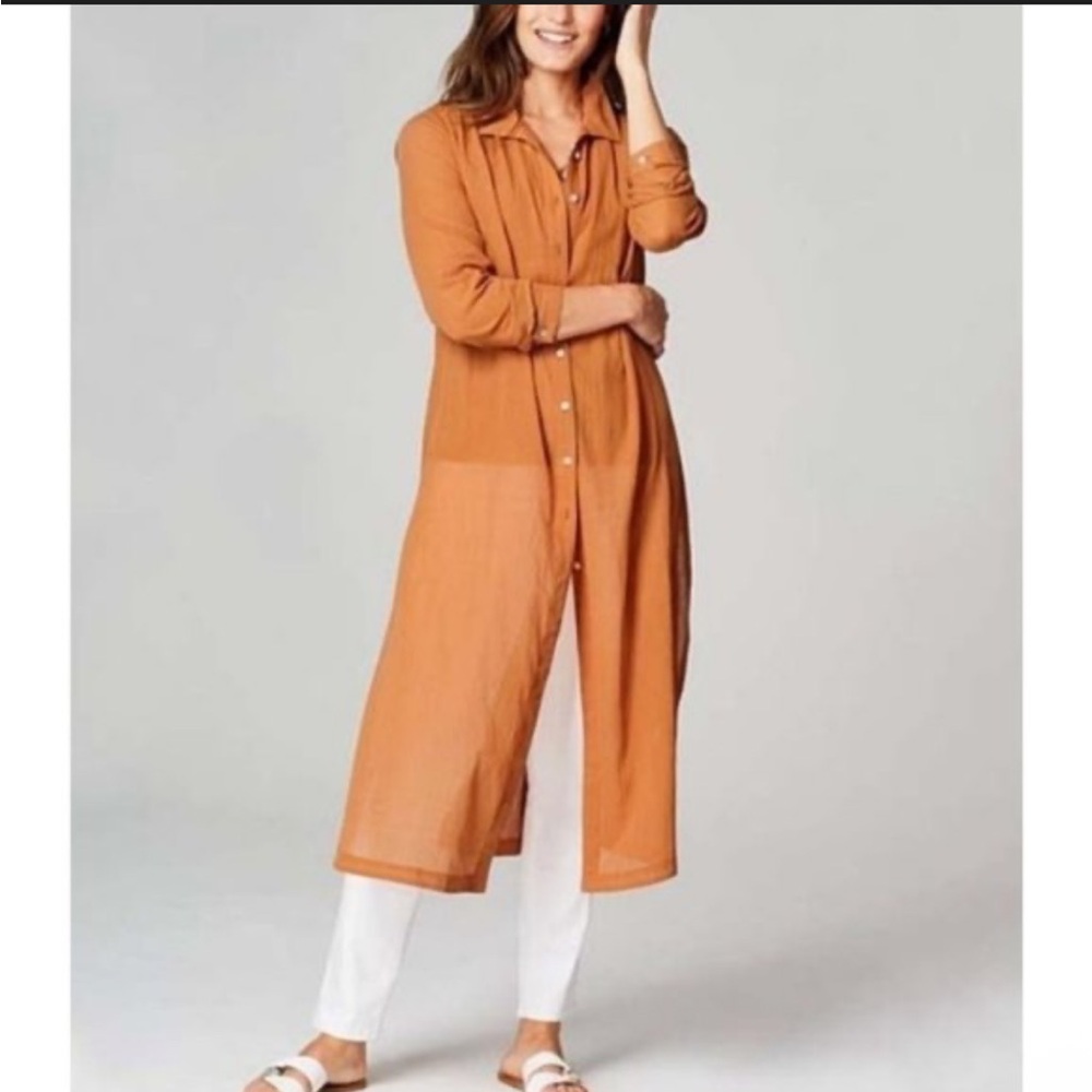 J Jill Cotton Gauzy Button Down Tunic Cover Up